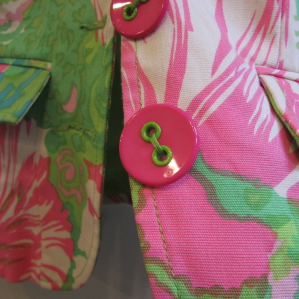new NANETTE LAPORE floral green/pink crop front buttons Blazer Sz 4 - Picture 9 of 14